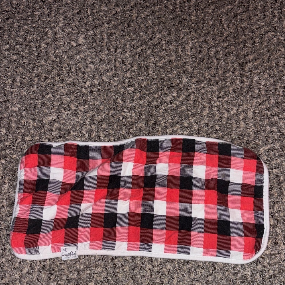 Copper Pearl Red and Black Plaid Burp Cloth